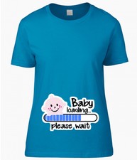 T-SHIRT donna gravidanza premaman BABY LOADING BLU maschio bambino!!