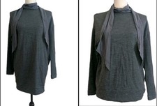 Brunello Cucinelli Maglione Abito Vestito Lana Seta Maniche Lunghe Grigio XS -Difetto