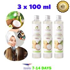 Confezione 3 Tropicana Olio di Cocco Vergine Bio Spremuto a Freddo 100ml Nutre Capelli e