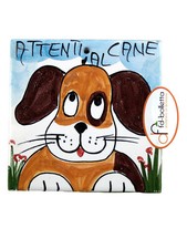 Mattonella ornamentale in ceramica attenti al cane da parete dipinta a mano ma3