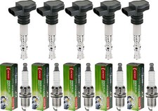 5x Bobina accensione NTY + candela DENSO per Fiat Coupè 175_ 2.0 20V Marea 185_ 185