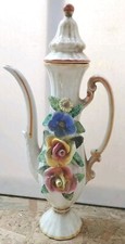  Brocca Vintage in Ceramica Capodimonte con Fiori, Artigianato Italiano