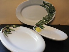 3 VASSOI PIATTI PORTATA Antipasti In Porcellana Bassano Decorati A MANO 