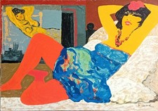 Salvatore Fiume cm 100x70 serigrafia su broccato Il ritratto della modella