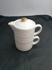 Twinings Set da tè in ceramica bianca per una teiera tazza da tè dettaglio dorato logo rialzato