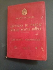 TESSERA REGNO D'TALIA LICENZA DI PESCA COMPLETA MARCHE SU CARTA PERGAMENA WW2