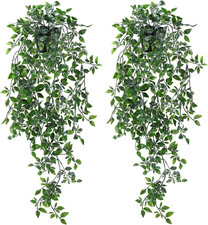 2 Pezzi Edera Finta Con Vaso, Piante Artificiale Cadenti, Edera Finta Da Esterno