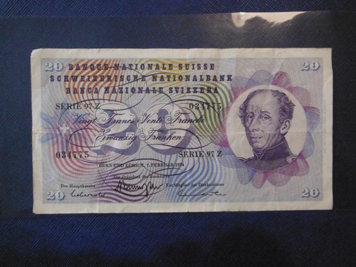 Banconota svizzera franchi - banconota, 20