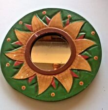 # BACK2eBAY   PICCOLO SPECCHIO FLOREALE in CORNICE LEGNO e VETRO. PARI AL NUOVO 