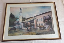 Cornice in legno arte povera con filo dorato 61/45 cm con vetro e passepartout