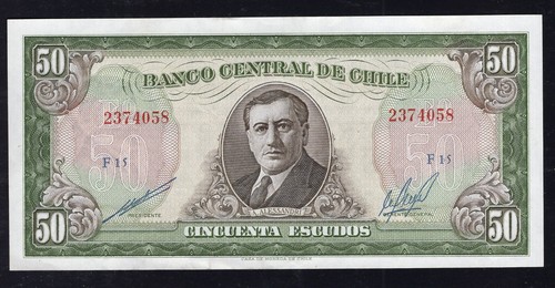 Cile alessandri escudos vf - alessandri, 50