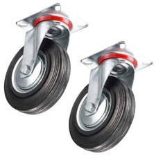 2 Ruote piroettanti carrello girevole rotella 160mm Piastra Di Fissaggio gomma