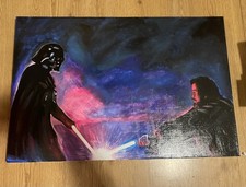 Quadro acrilico Star Wars - Vader vs Obi Wan tela grande