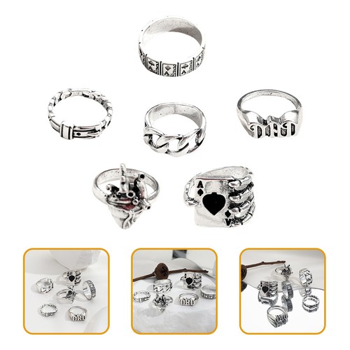 6pcs anelli dito - dito, gotico