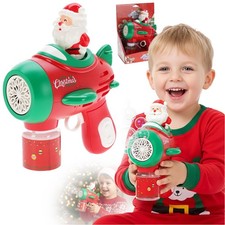 Pistola per bolle di Natale macchina per bolle di sapone Babbo Natale bolle d...