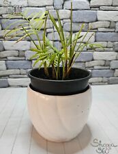 Vaso ceramica bianco da esterno interno giardino portavaso rotondo made in Italy