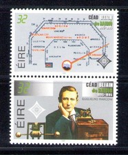 1995 Irlande, radio Marconi, émission conjointe, paire verticale, MNH**