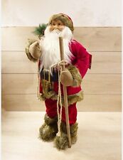 Statuina Babbo Natale Rosso  Statuetta 60cm Vestiti in Tessuto Addobbo Natalizio