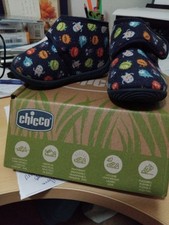 CHICCO SCARPE BIMBO, PANTOFOLE ASILO, BLU CON MOSTRI,  MISURA 22
