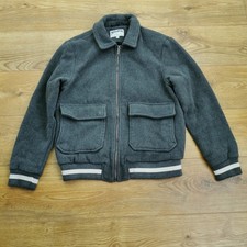 The Stronghold Bomber Giacca Uomo M Grigio Medio Lana Tasche Zip Varsity