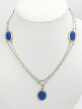 SET COLLANA ARGENTO STERLING CALCEDONIO BLU 89 CM - 8,9 GRAMMI