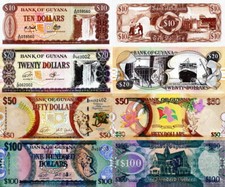 GUYANA - Lotto 4 banconote 10/20/50/100 Dollars FDS - UNC