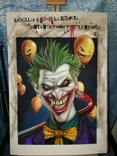 joker action figure Aerografia Su Carta Con Cornice In Legno Nera 35x50 