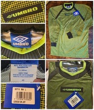 Maglia PORTIERE🟢⚫️CALCIO⚽️calciatori UMBRO verde nero VINTAGE❗XL prot. gomiti❗️