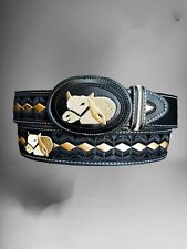 Cintura cowboy western uomo Cinto bordado vaquero Charro de piel ricamata