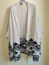 Kimono mantella/poncho soprabito Hm 34EU(IT 38/XS)Fantasia Geometrica Nera Panna