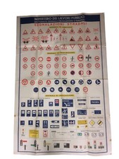 Poster - manifesto segnaletica stradale degli anni '70, scuola guida