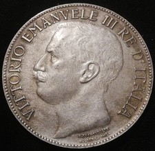 5 LIRE 1911 - V.E.III - RICONIO - OTTIMA QUALITÀ - CINQUANTENARIO REGNO D'ITALIA