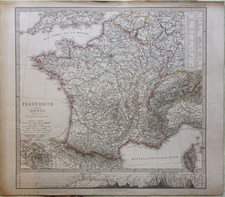 Antica mappa Francia Svizzera
