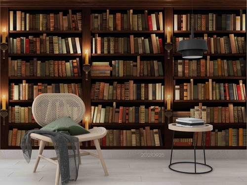 Libreria libri lampada - 3d,