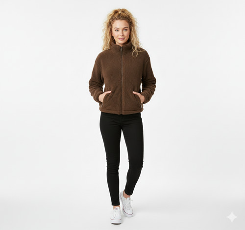 Giacca pile sherpa marrone - in,