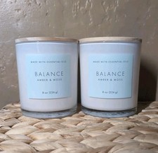 Lotto di 2 candele Balance profumate ambra e muschio 8 oz oli essenziali estetica nuove