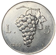 5 LIRE 1949 - UVA - REPUBBLICA