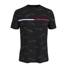 Tommy Hilfiger Signature Maglietta Uomo T-Shirt Girocollo Nero o Bianco M - 3XL