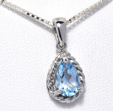 CIONDOLO FORMA GOCCIA IN ARGENTO 925 CON  BLU TOPAZ NATURALE