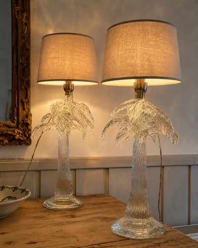 Pair italian palm tree glass - palm,