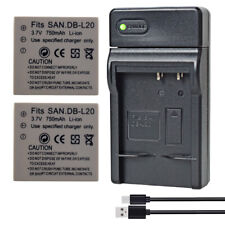 2x Batteria Li-ion + Caricabatterie per Sanyo DB-L20 DB-L20A L20AU SL20 VAR-L20N VAR-L20NI