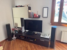 Mobili soggiorno completo di mobile TV, pensili, libreria e tavolo color wenghé