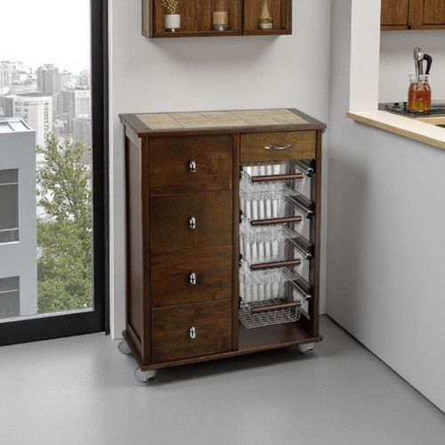 Carrello cucina legno - noce, 4