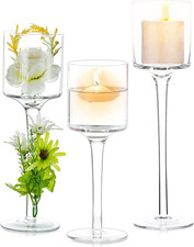 1 Set Portacandele Vetro per Candele a Pilastro E Candele Galleggianti, Portacan