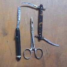 Bisturi bilama, anni 1920 + lancetta chirurgica piegehevoli + pinza emostatica