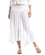 Dotti X5521 Copricostume da Bagno Donna Gonna in Rayon con Bottoni e Frontali, Bianco, M