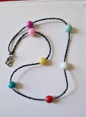 Collana donna perline nere - collana,