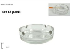x Set 12 Posacenere Porta Cenere Vetro Rotondi Trasparenti Bar Casa Salotto idea
