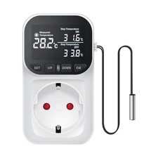 Presa Termostato Digitale EU 16A con Timer, Sonda, Caldo/Freddo, LED