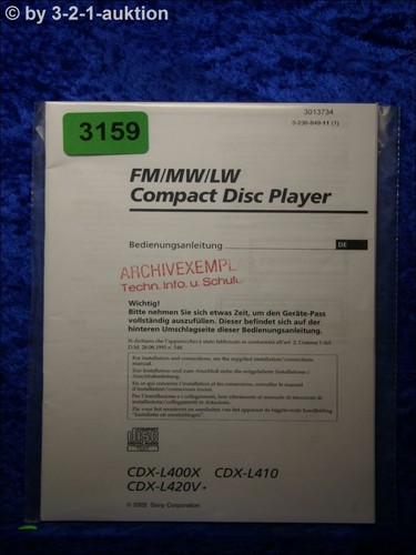 Sony manuale istruzioni cdx - sony,